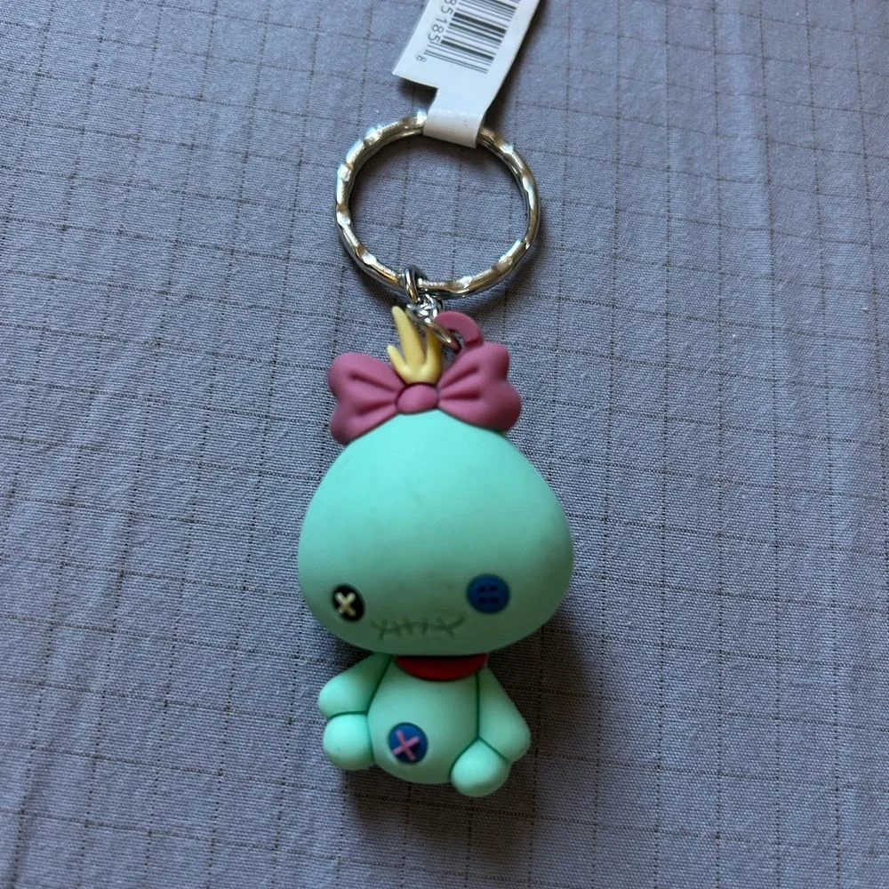Disney LILO and Stich Doll Cute Mint Green Keychain with Pink Bow - Picture 1 of 1